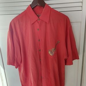 Vibrant Red Casual Button Down Shirt